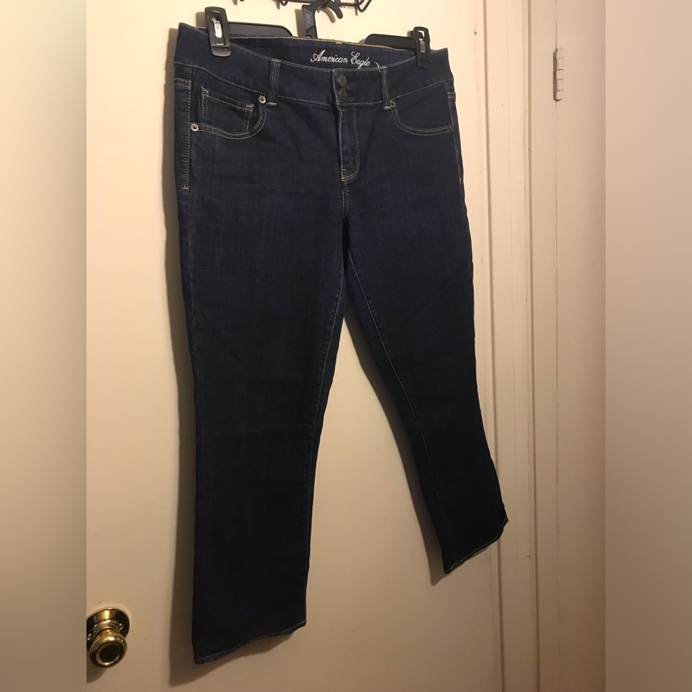 American Eagle Outfitters Women's Dark Blue Straight Jeans Size 14